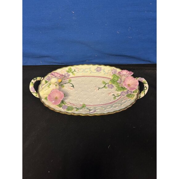 Vintage Avon China Floral Oval Serving Tray With Handles - Picture 1 of 3